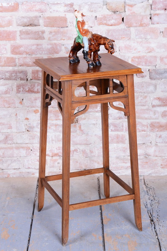 Restored Art Nouveau Pedestal, Walnut, Revived Polish, Czech, 1900s – Column, Wood (photo 6 of 14)