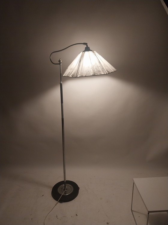 1 x Lampada da terra stile Halabala Art Déco anni '30 – Lampade da terra, Metallo, Tessile (photo 2 of 8)