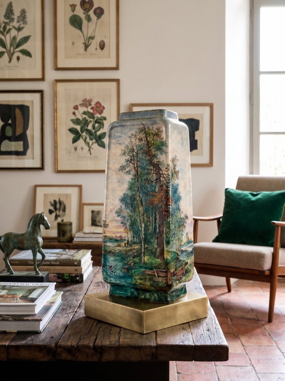 Large Ceramic Landscape Vase – Attributed to Montigny-Sur-Loing – 36 Cm – Glass art (photo 12 of 12)