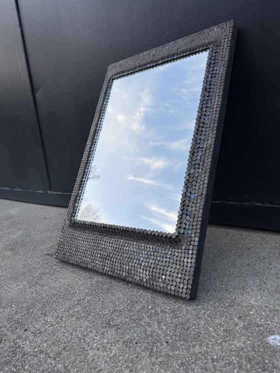 Image 1 of Brutalist style studded mirror from the 1950s