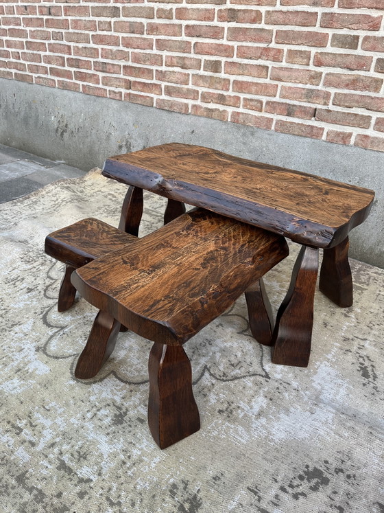 Image 1 of vintage brutalist wabi sabi salontafel set