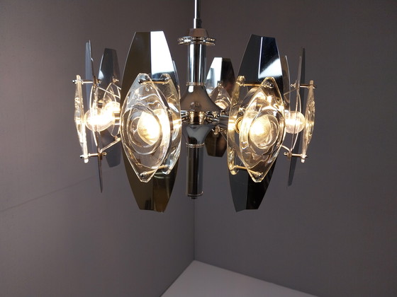 Image 1 of Vintage Italiaanse Kroonluchter van Oscar Torlasco voor Stilkronen, Jaren 60