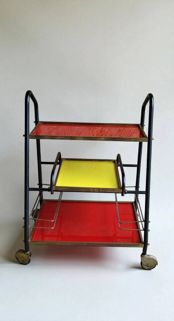Credenza / Bar / Scaffale anni '60 – Carrelli bar, Metal, Glass, Vintage (photo 2 of 8)