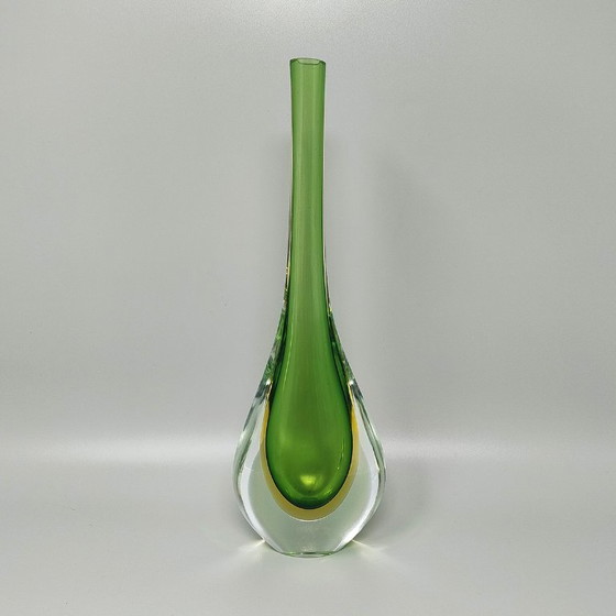 Image 1 of Wunderschöne grüne und gelbe Vase aus den 1960er Jahren von Flavio Poli