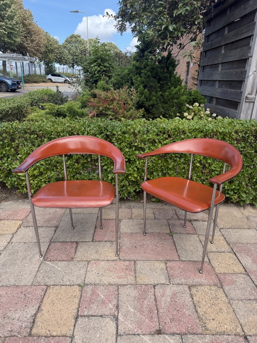 Sedie P40 a 4 fasi - Pelle con imbracatura – Fasem, eetkamerstoelen, Leather, Metal (photo 2 of 5)