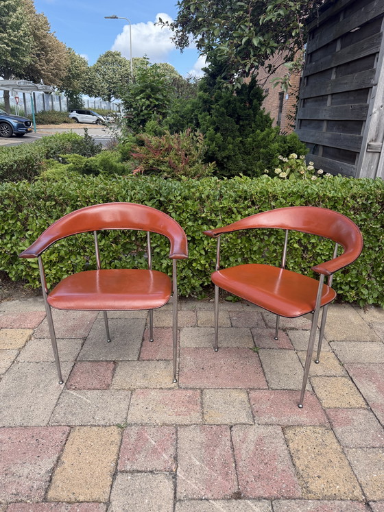Sedie P40 a 4 fasi - Pelle con imbracatura – Fasem, Sedie da pranzo, Leather, Metal (photo 2 of 5)