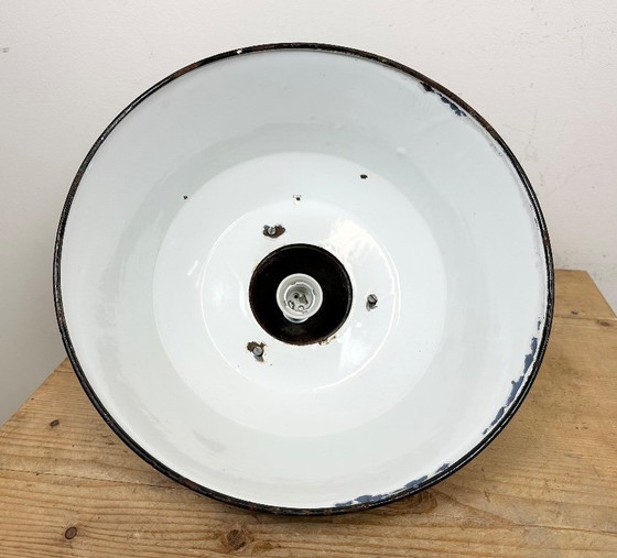 Image 1 of Industrial Blue Enamel and Cast Iron Pendant Light, 1960s