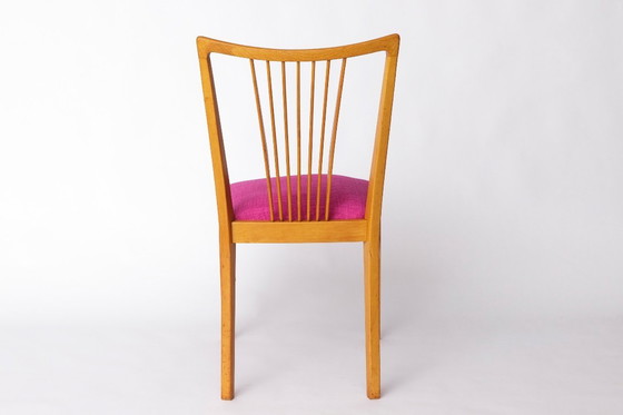 Image 1 of Vintage Magenta Upholstered Beech Dining Chair – Germany, 1960s–1970s
