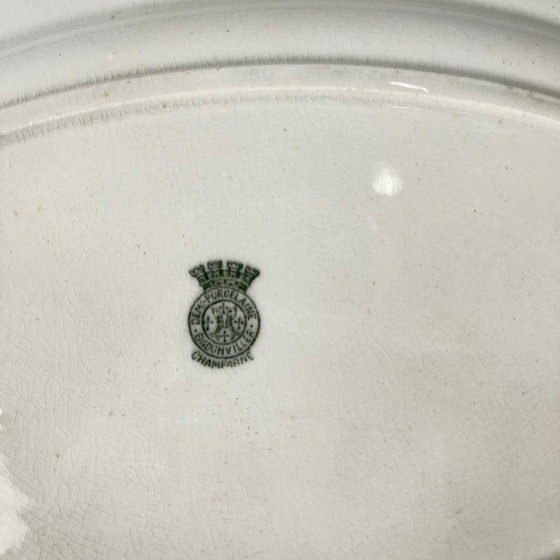 Image 1 of Plato ovalado, modelo "Champagne", Badonviller, verde