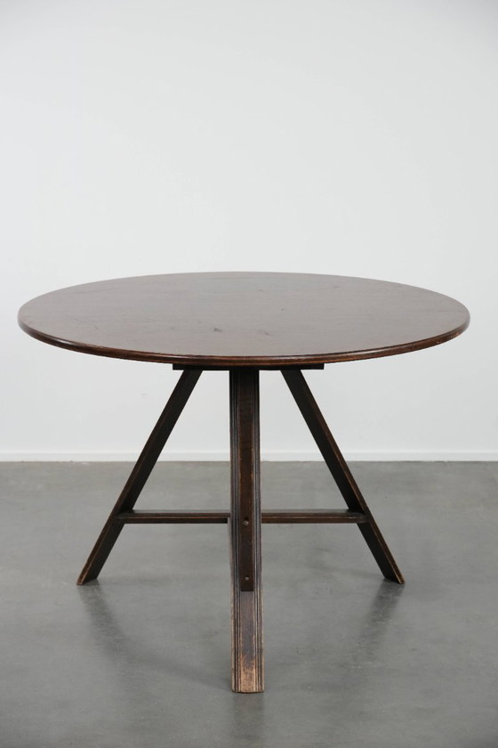 Image 1 of Dutch dining table/folding table from the 20th century, 105 cm diameter
