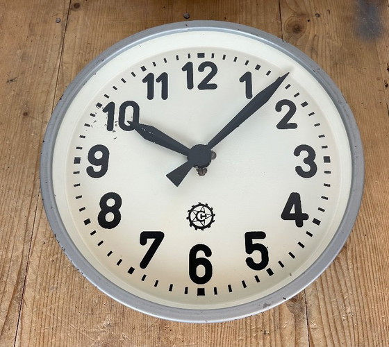 Image 1 of Grey Industrial Factory Wall Clock From Chronotechna, 1950s