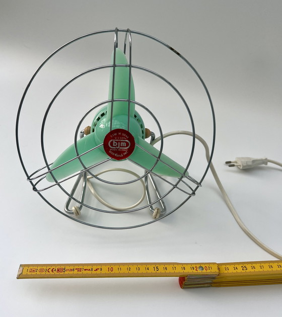 Image 1 of Ventilatore da tavolo vintage italiano “bjm” – verde menta – anni '50/'60