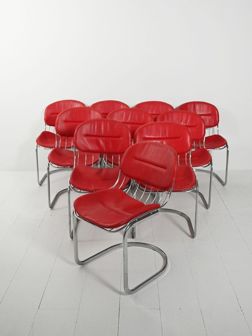 Dieci sedie degli anni '70 attribuite a Gastone Rinaldi