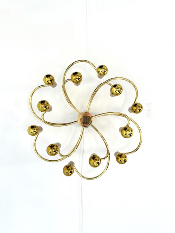 Image 1 of Vintage messing swirl plafond/wandlamp, Scolari ‘70