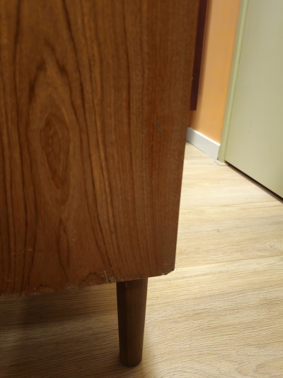 Image 1 of Vintage Danish Teak Highboard Bookcase Sliding Door Cabinet