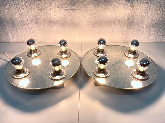 Image 1 of 2 lampade da parete Fischer Leuchten Lampade a Ufo in vetro a specchio design anni '70-'80