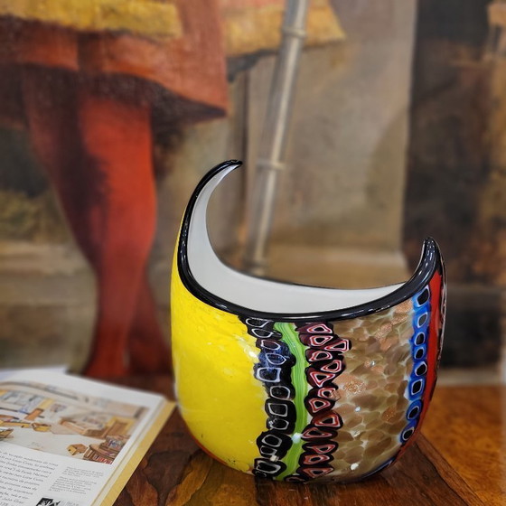 Image 1 of Millefiori half-moon decorative centerpiece, Murano glass, 90's - Italy