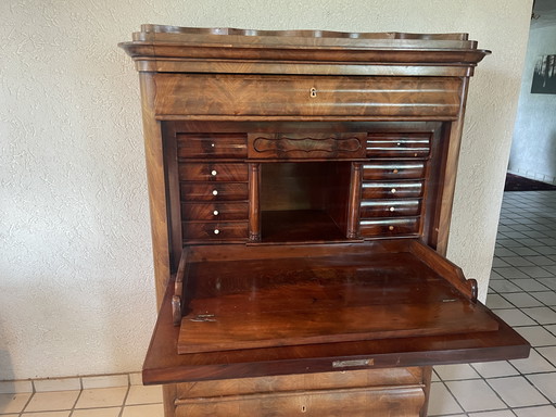 Biedermeier Secretaire Van Massief Mahonie