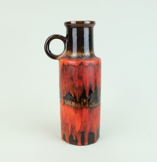 1960s 70s Vintage Scheurich Vase Model 401-28 Lava Drip Glaze Shades of Orange and Brown