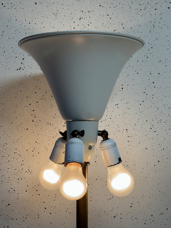 Image 1 of Antieke Messing Vloerlamp in Iconische Gispen Stijl