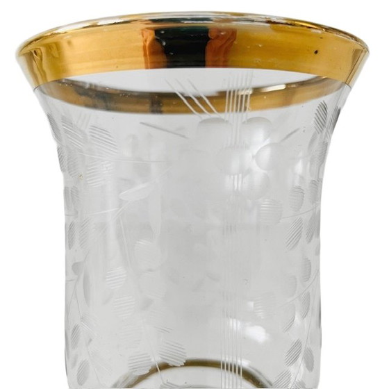 Image 1 of Vaso francese in cristallo acidato con dettagli in oro 1960