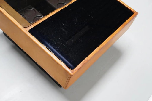 Mesa de centro/barra vintage de cuero color coñac de De Sede, años 60/70