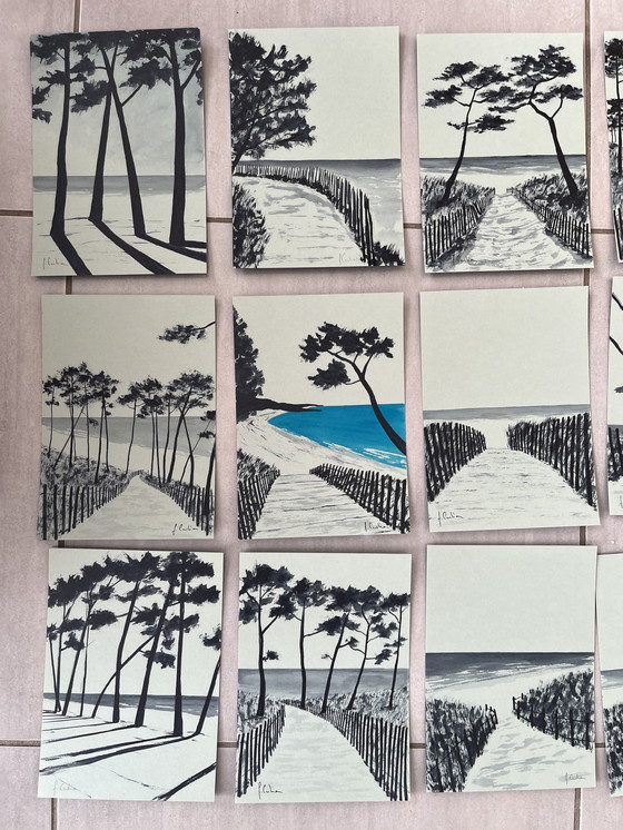 Image 1 of Set of 14 sketches, 21x15cm