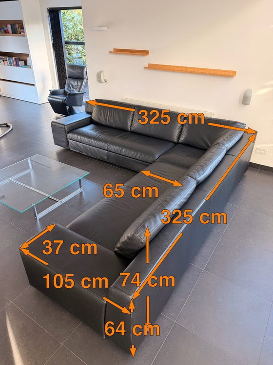 Cassina hoekbank, zwart leer, Hoekbanken, Modern (foto 3 van 5)