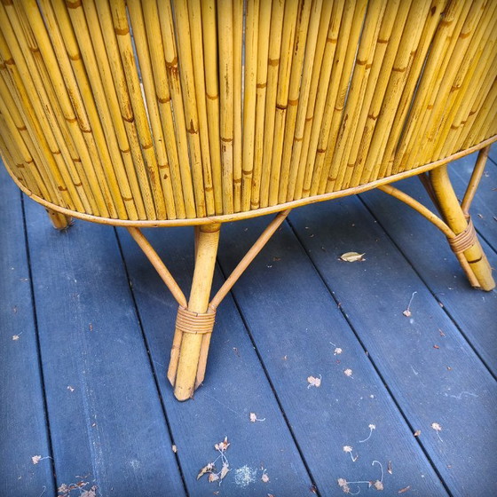 Image 1 of Tiki bar et ses tabourets vintage en rotin et bambou, France, 1950s