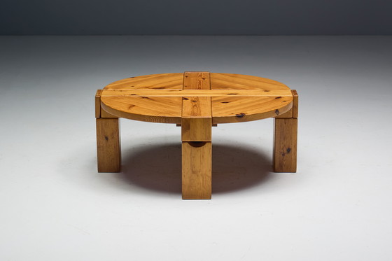 Image 1 of Brutalist Pine Wood Coffee Table, Sweden, 1970s