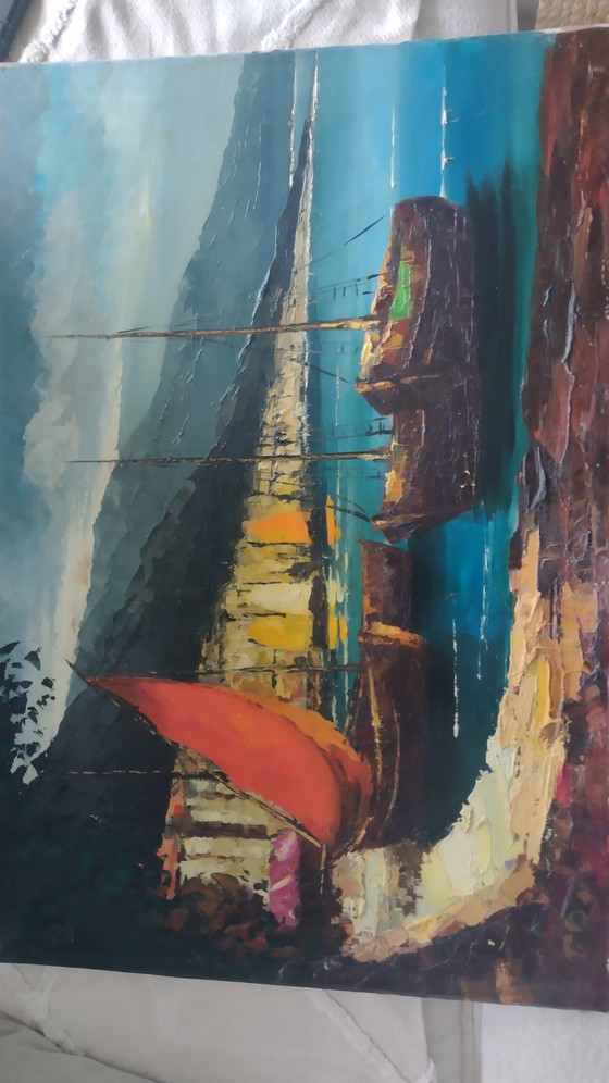 Image 1 of Granddad found this one, with the garbich late 70s dont know the painter??? Who can help??