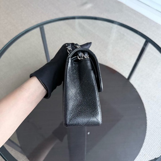 Image 1 of Chanel Classic Flap Small - Caviar 23CM Quilted Grained Calfskin Black Silver Hardware Series 12