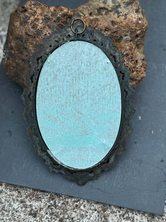 19e-eeuwse messing medaillonlijst – Schilderijen & Tekeningen, Glass, Brass (photo 2 of 3)