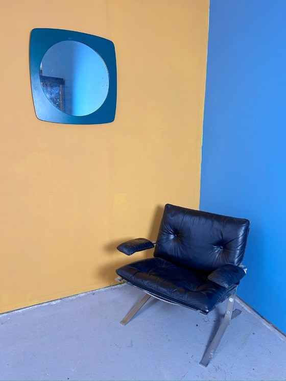 Image 1 of Specchio da parete vintage in legno – verde scuro, anni '70