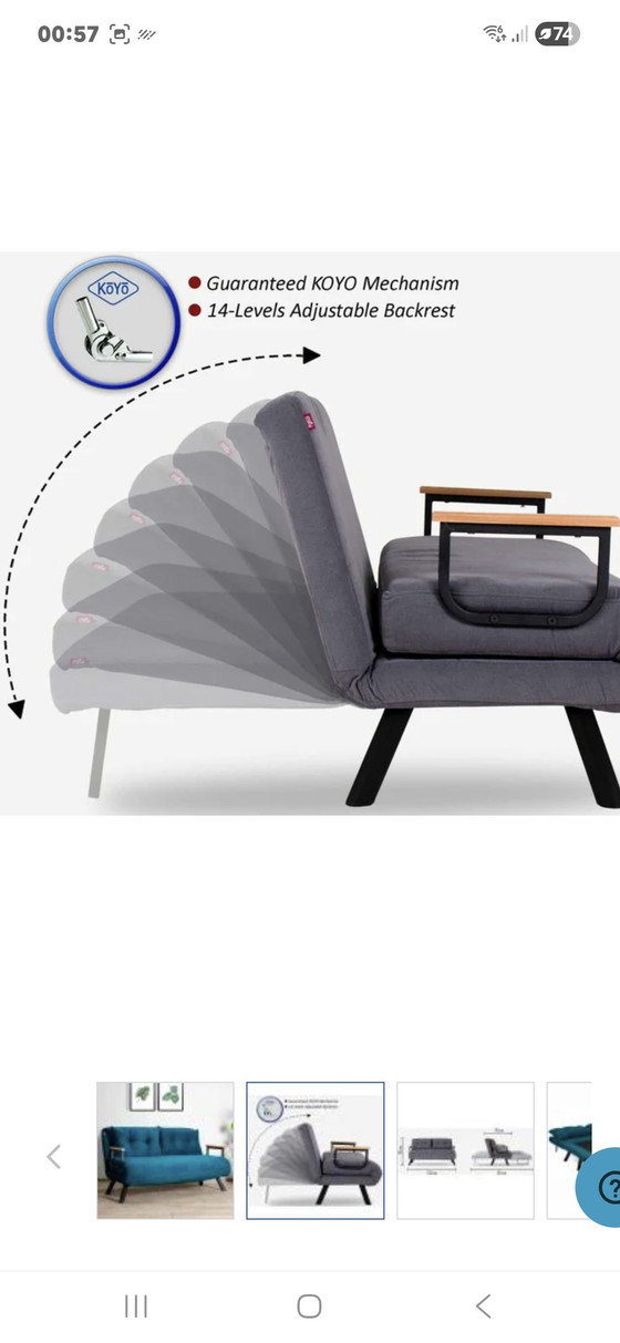 Image 1 of 2-seater sofa bed