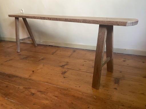 Long Bench Church Pew Oak FR 153 cm