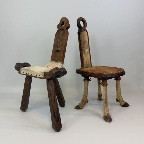 Coppia di sedie rustiche stile folk – Poltrone relax, Pelle, Legno (photo 13 of 34)