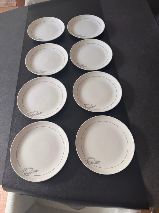 8 assiettes de Noël Rivièra Maison, Vaisselle, Porcelaine, Argenté (photo 3 sur 6)
