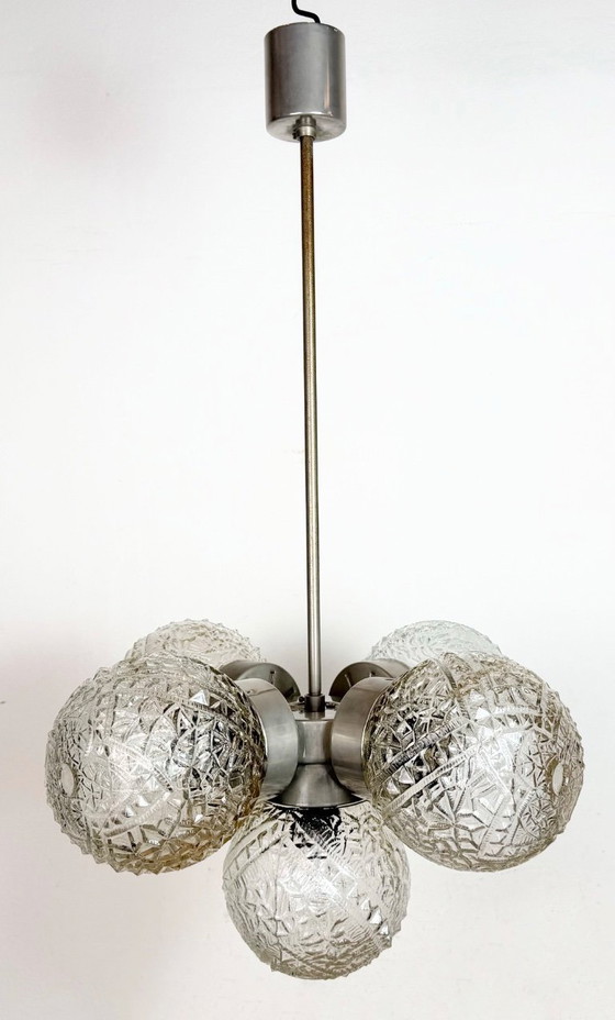 Image 1 of Lampadario vintage in vetro tagliato di Kamenický Šenov, anni '60