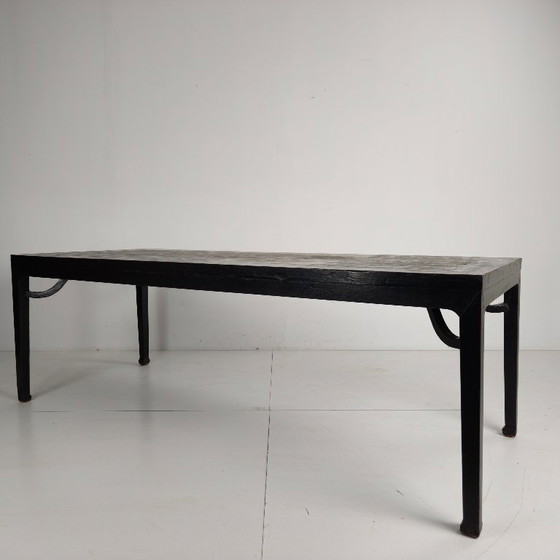 Image 1 of Tavolo da pranzo cinese Qing nero 230 cm – XVIII secolo, lacca originale