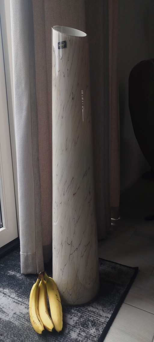 Monumentale Makora Krosno Bodenvase – 100 cm – „Tigerwirbel“ & Kobalt