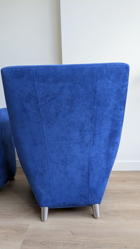 Image 1 of Leolux Dolcinea armchair - Suede cobalt blue - set of 2