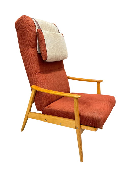 Scandinavian Beech Reclining Armchair, Sweden, 1950s
