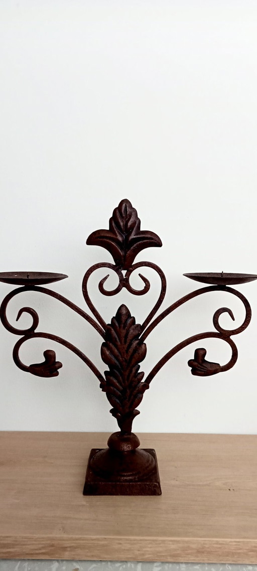 Bougeoir Fleur des Lis rustique rustique Brocante