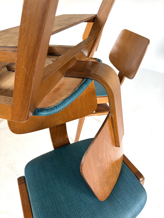 Image 1 of 8x vintage plywood stapelstoel stijl Egon Eiermann ‘60