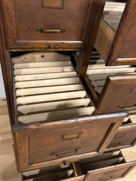 Image 1 of Industriële vintage dubbele archiefkast circa 1925