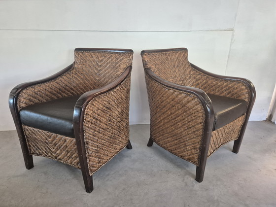 Image 1 of 4 vintage art deco colonial style armchairs