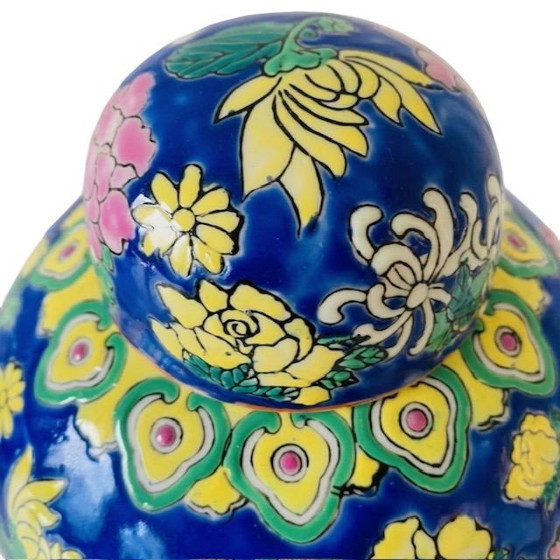 Image 1 of Mid-century Vintage Oosterse Gemberpot Polychroom Keramiek 1950's