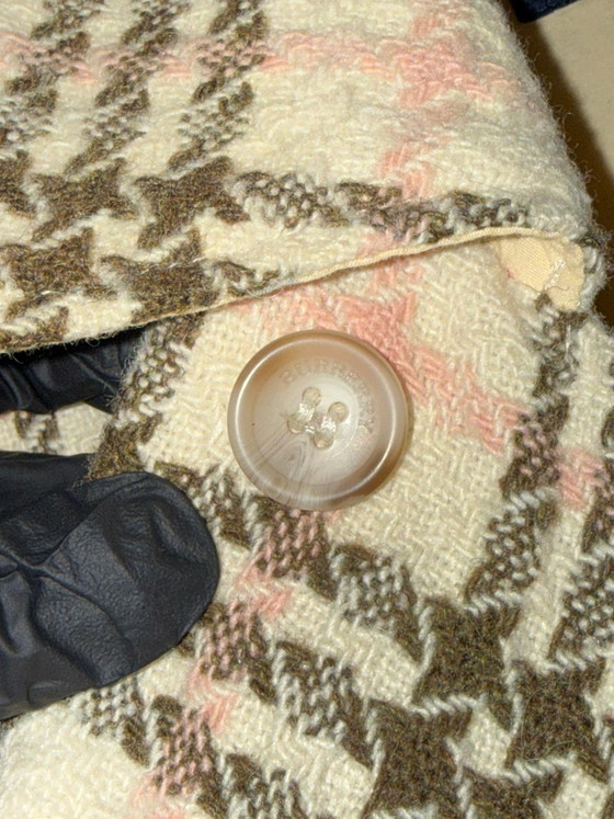Burberry karierter Wollmantel mit zweireihiger Knopfleiste und floralem Futter – Größe 14Y / S – Geschenke (photo 6 of 9)