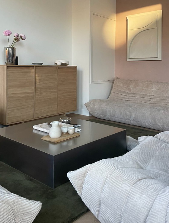 Image 1 of Tavolino cubo in acciaio Metaform su rotelle 100x100